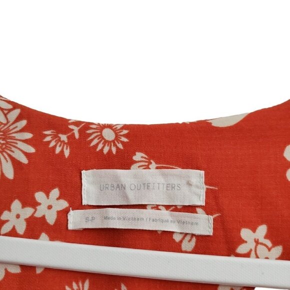 Urban Outfitters Dress Small Orange Daphne Wrap Midi Floral V-Neck Boho Summer - Picture 4 of 10